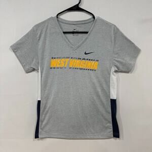 Nike Dri-FIT West Virginia‎ V-Neck Women's Shirt Small Gray Performance Tee